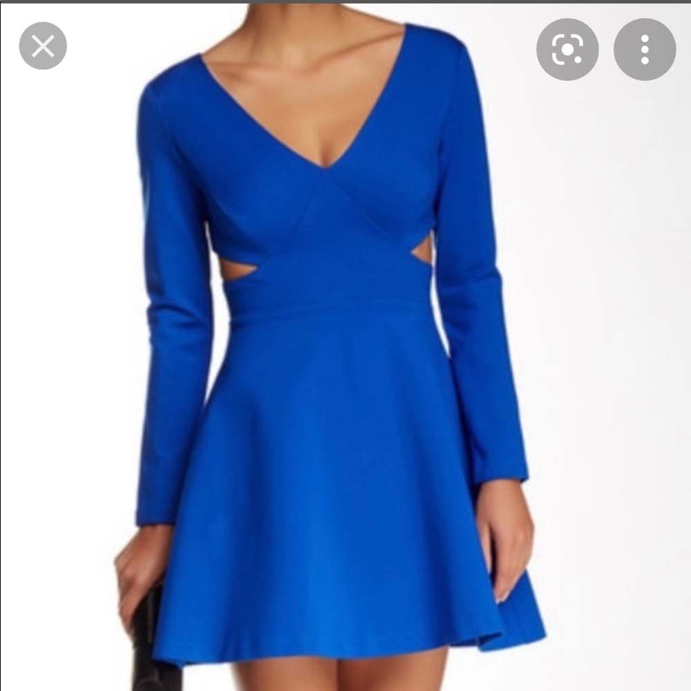 Halston blue cut out dress